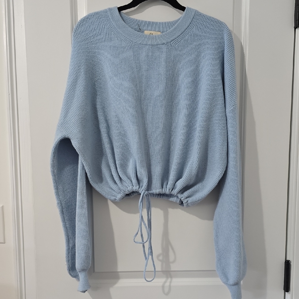 Elan Sky Blue Drawstring Sweater